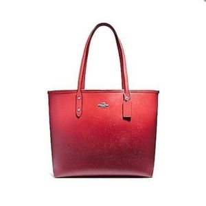 Authentic Red Ombre Coach Open City Tote